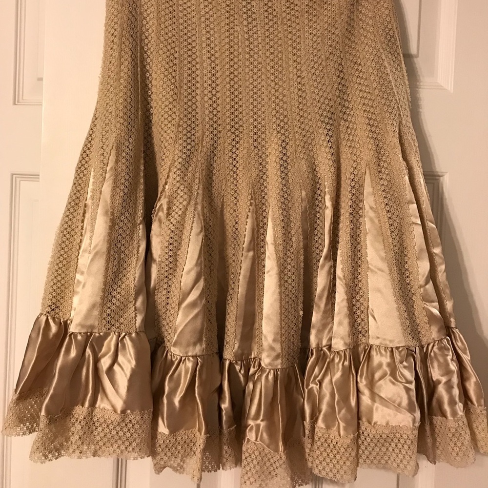 NWT Satin and Lace Champagne Skirt